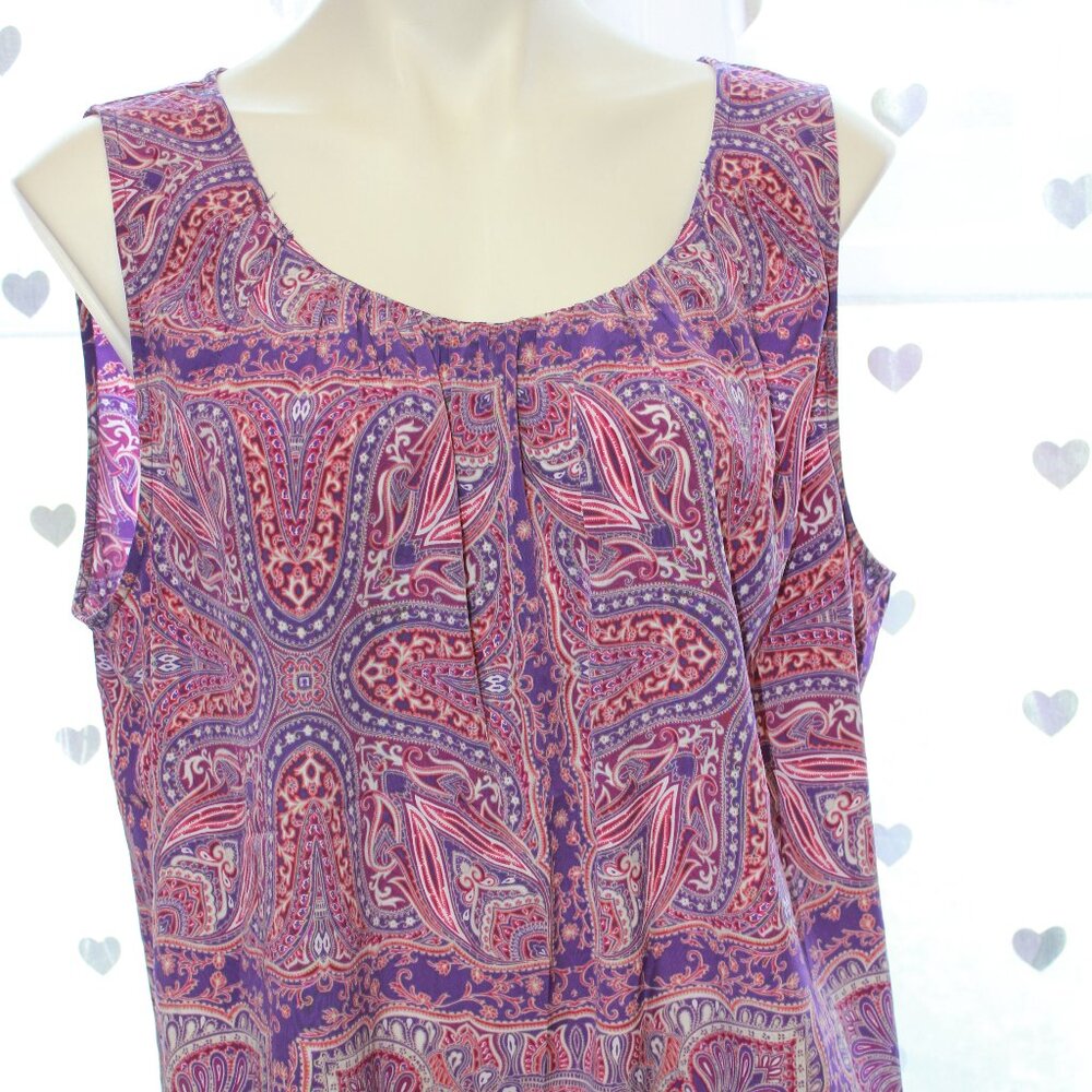 #336 Chico's Purple Pink Pattern Dressy Tank Size 3 (16)